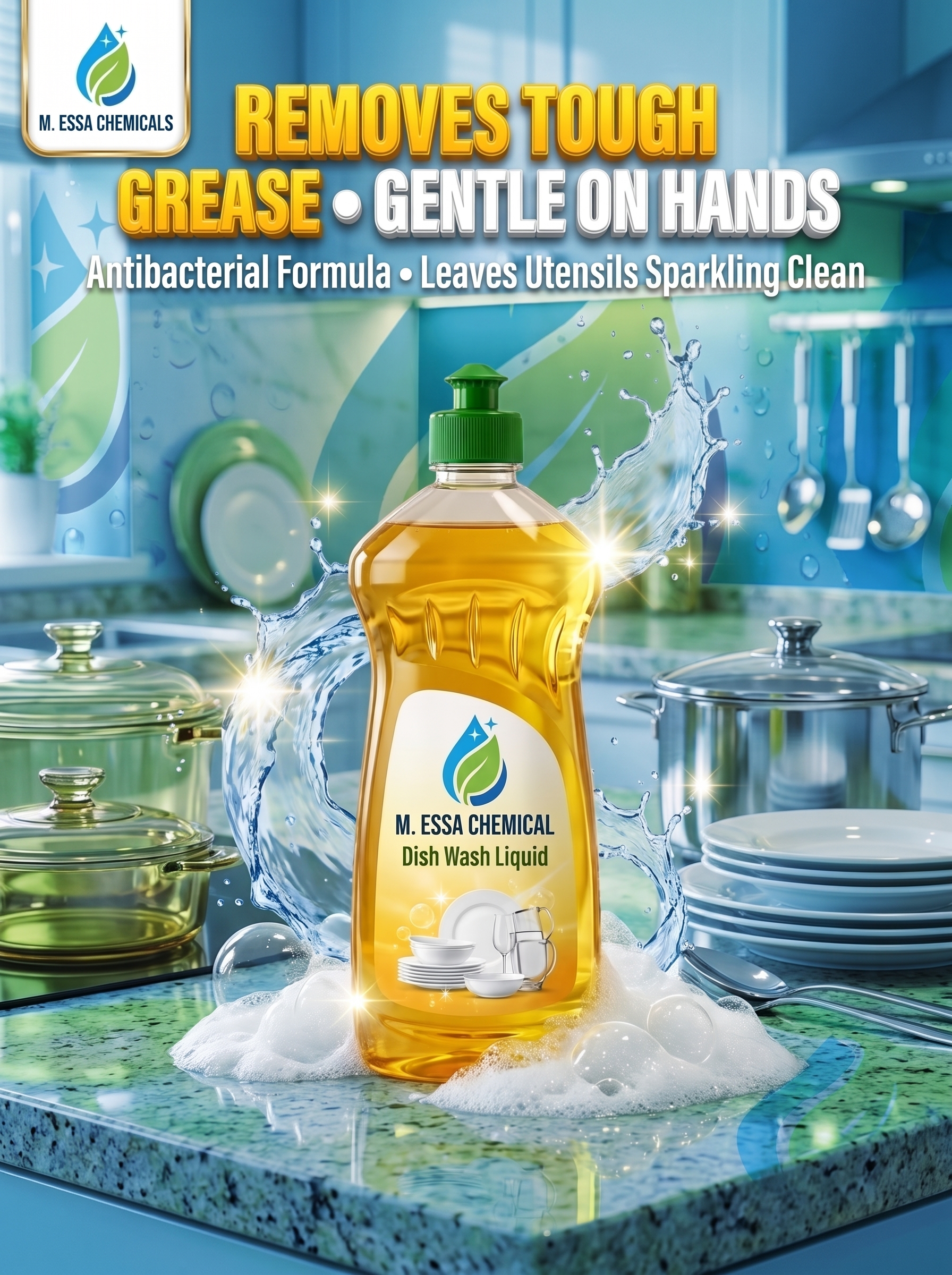 ESSA Lemon Dishwashing Liquid – Powerful Grease Remover for Kitchen Utensils